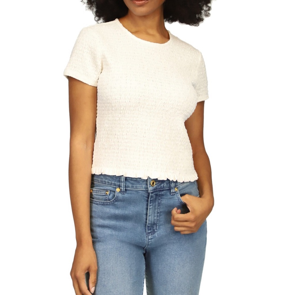 NWT Michael Kors Women’s Textured Short Sleeve Top, Size Large